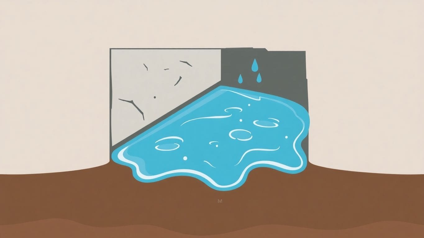 Vector illustration of a water-damaged concrete foundation.