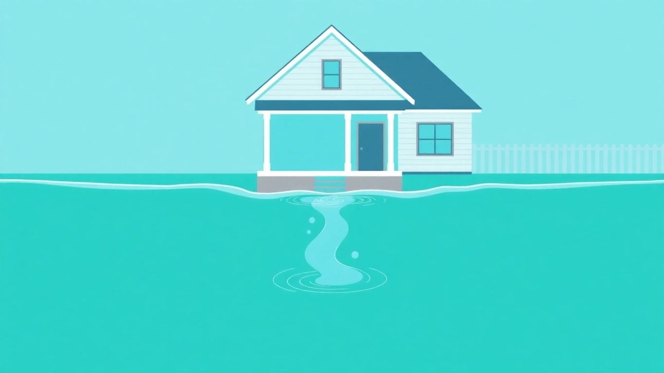 Vector illustration of a house with water damage.