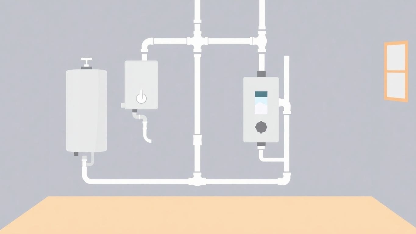 Minimalist vector plumbing system illustration for home safety.