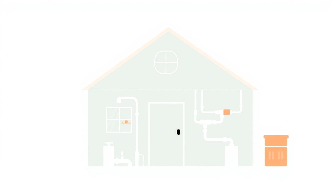 Minimalist plumbing illustration featuring clean lines and colors.