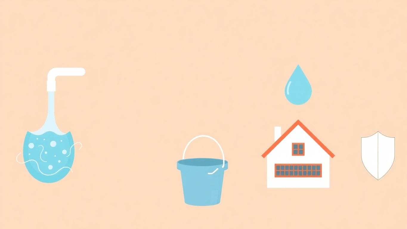 Vector illustration of tools to prevent water damage.