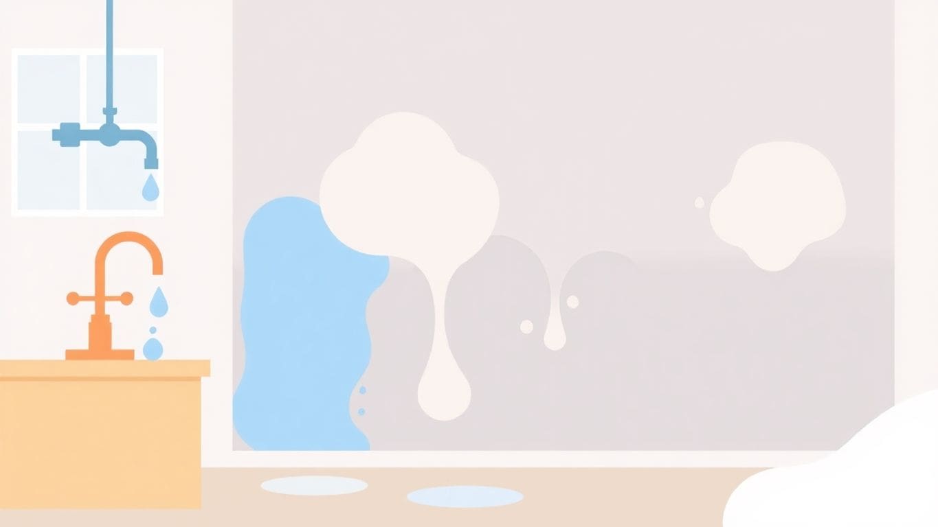 Vector illustration of water damage in a home.