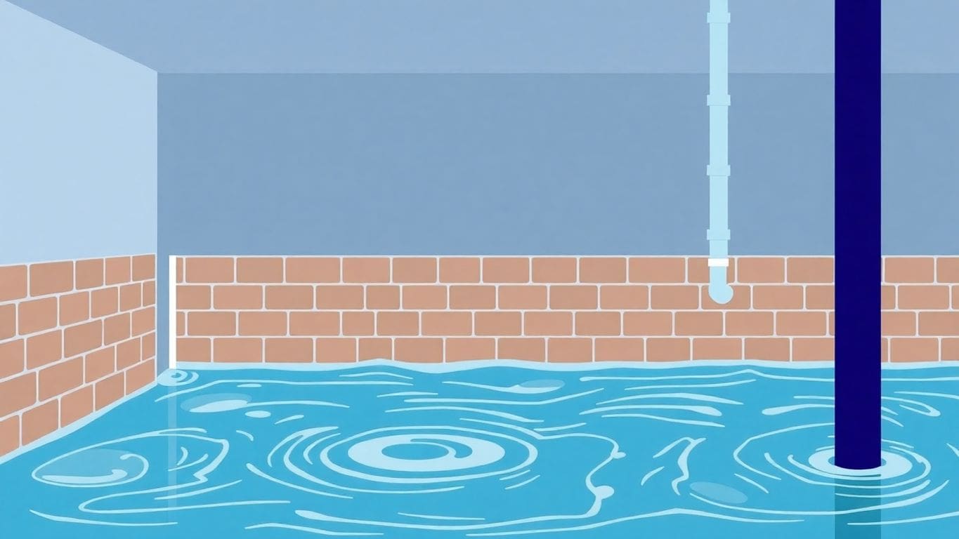 Flooded basement illustrating sewer backup causes.