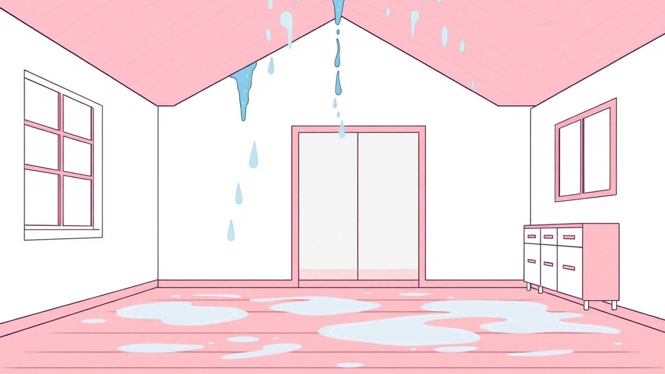 Illustration of a home experiencing water damage.