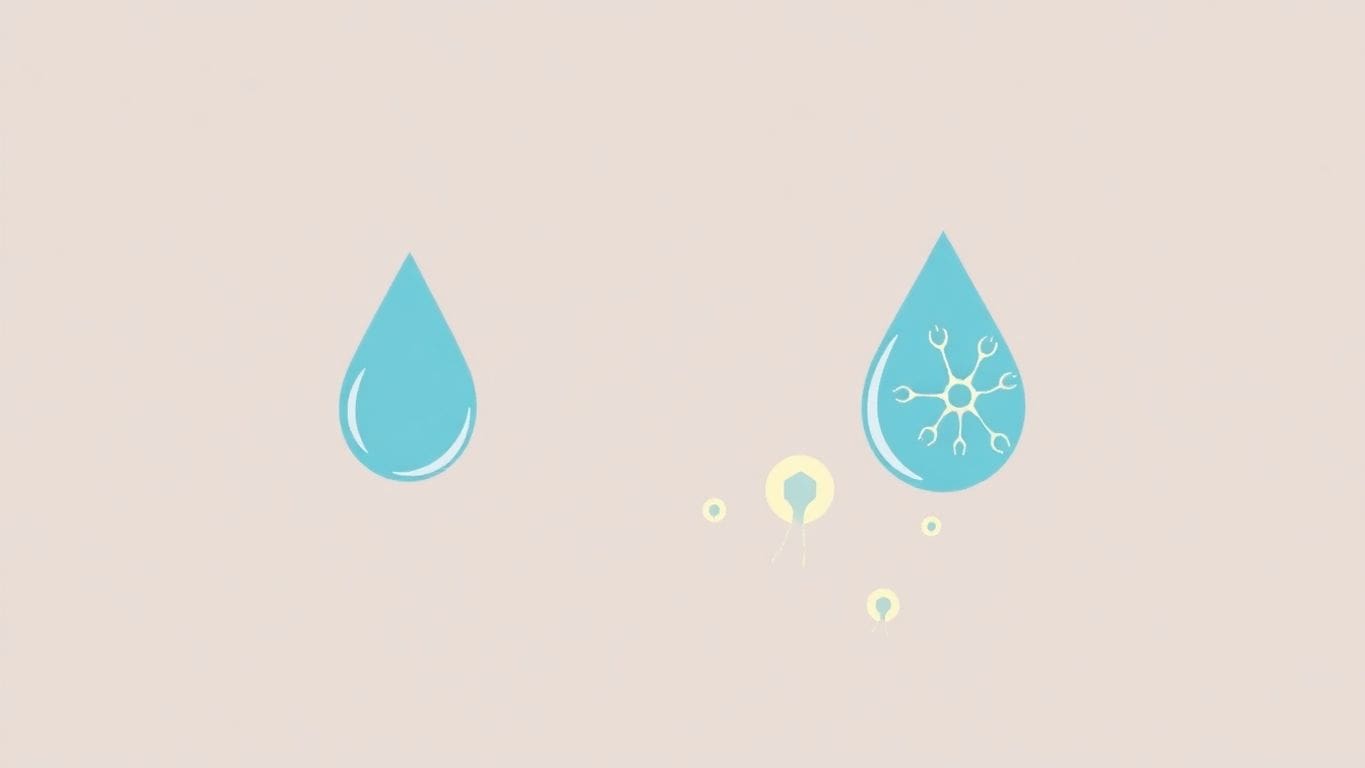 Vector illustration of water droplets and mold spores.