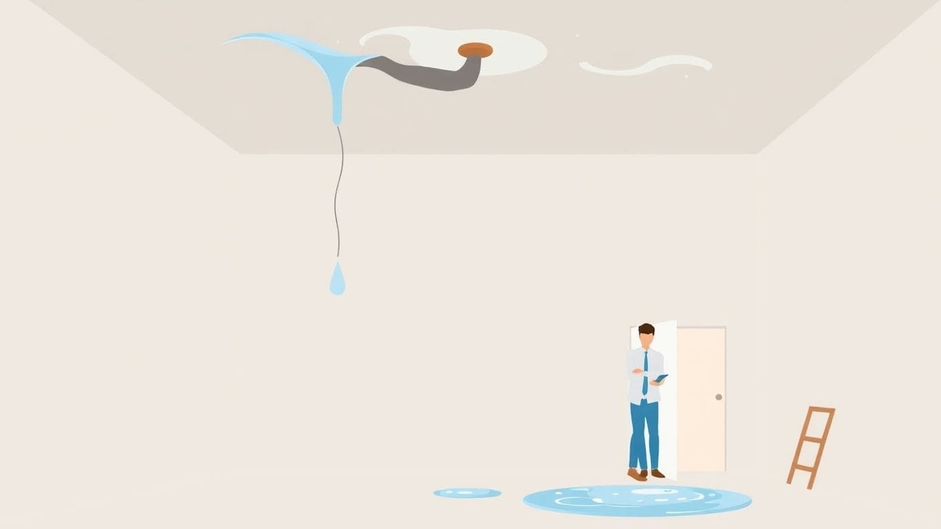 Illustration of water damage in a rental property.