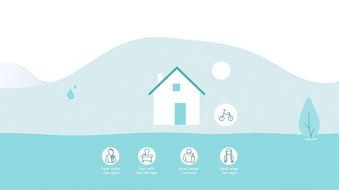 Minimalist vector of water damage affecting health.