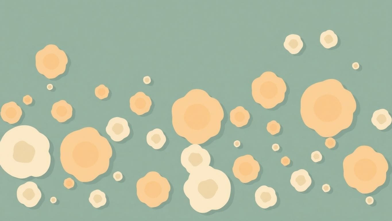 Vector art of mold spores in a minimalist style.