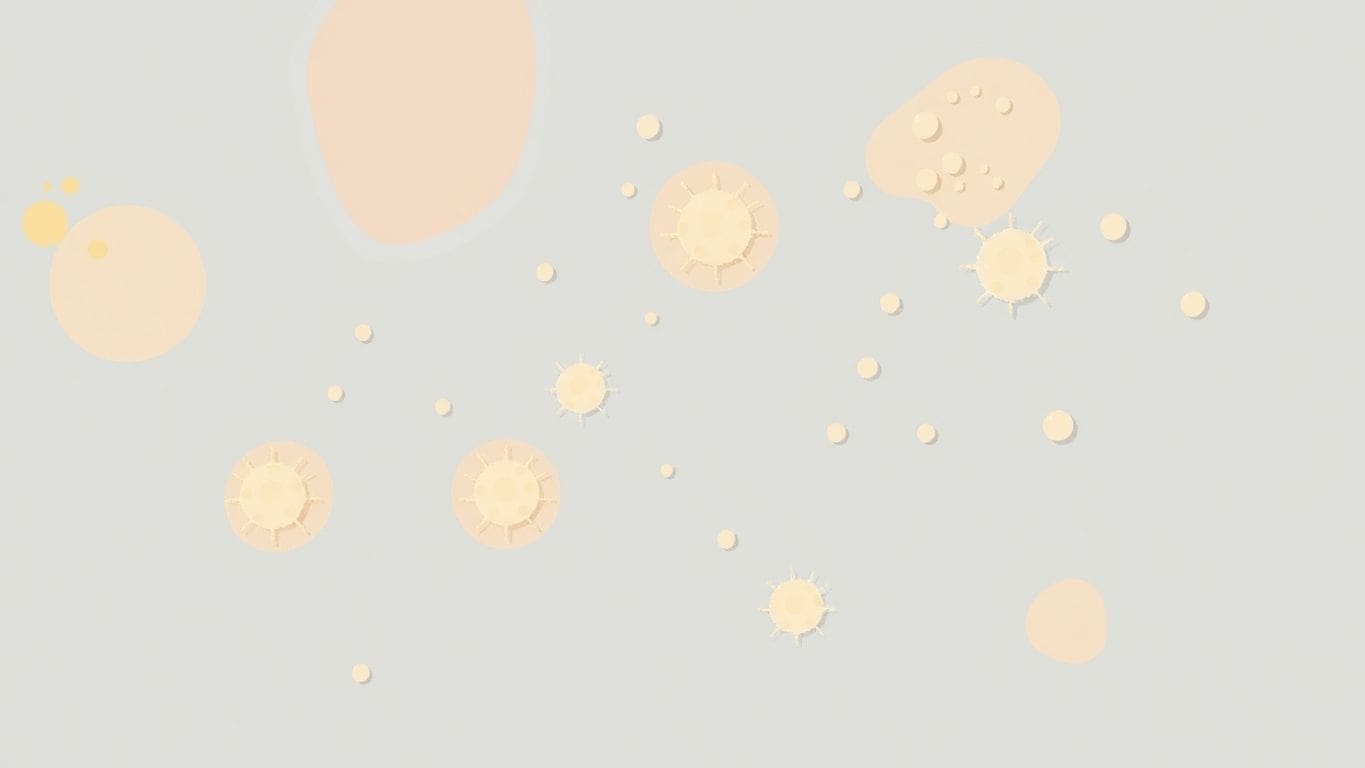 Vector illustration of mold spores on a damp surface.