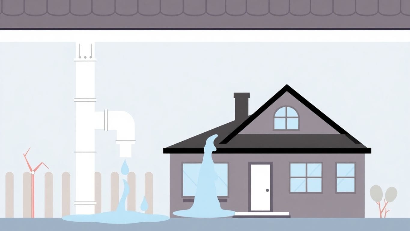 Vector illustration of a house with water damage.