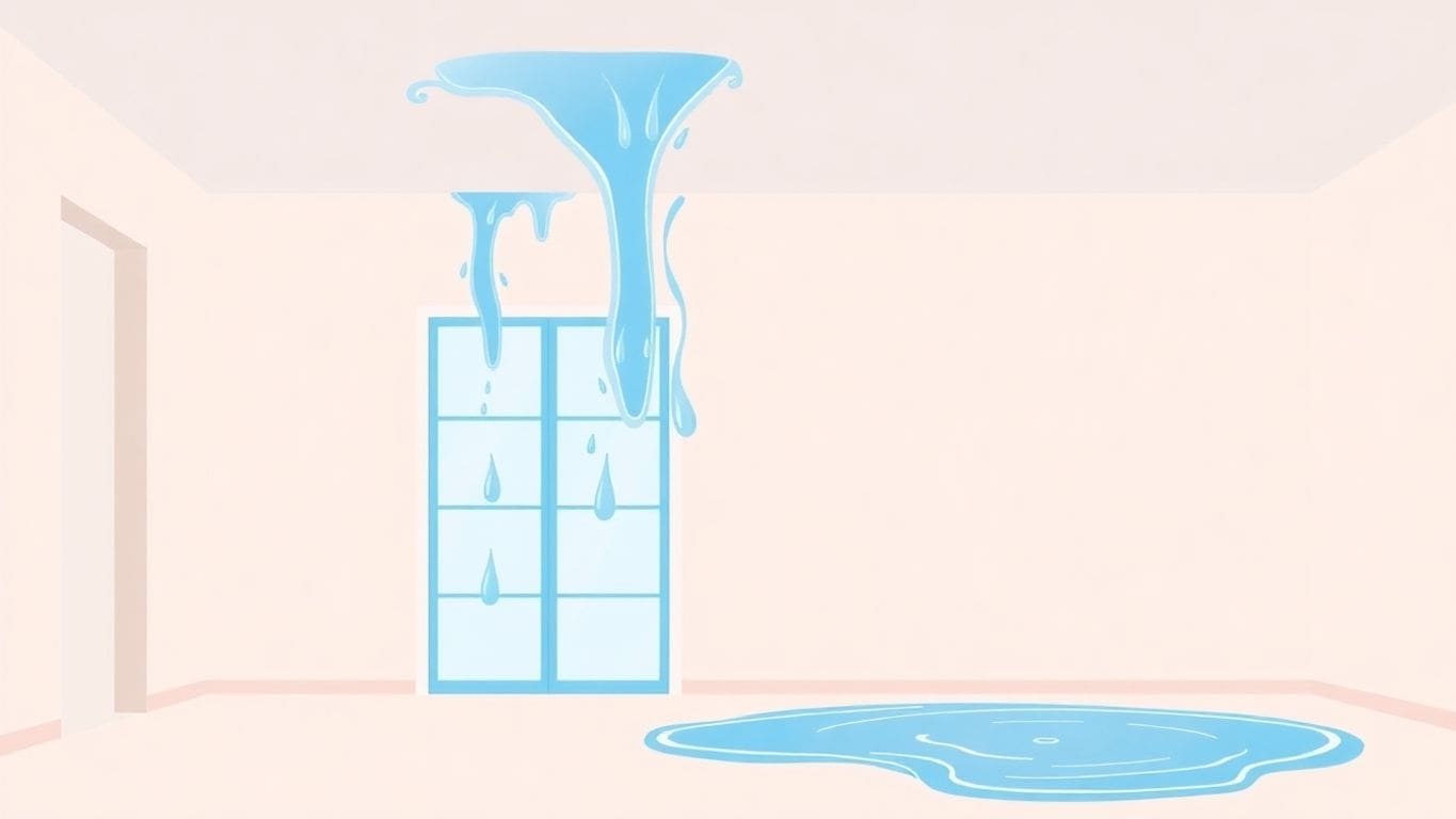 Vector illustration of water damage in a home.