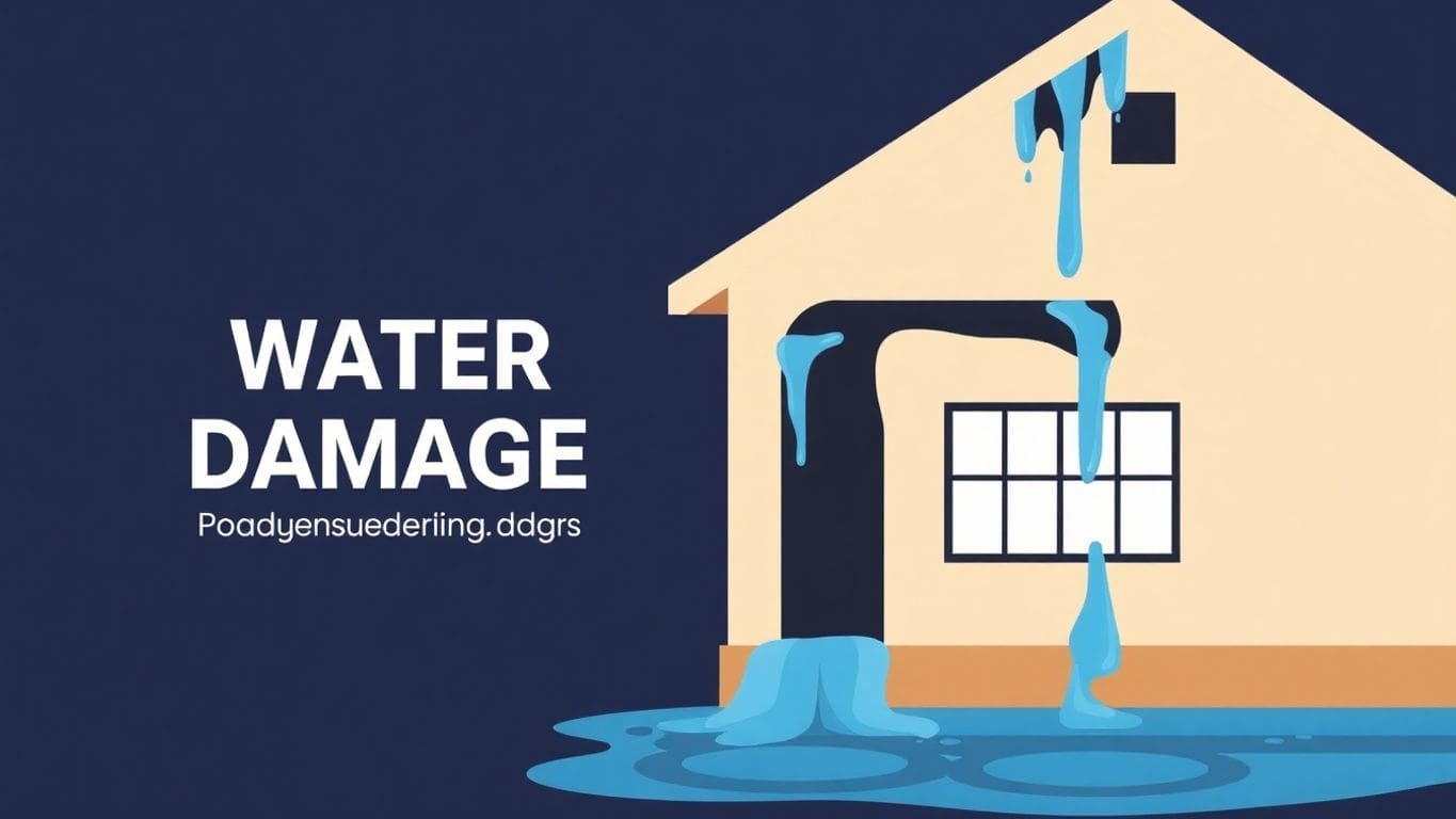 Vector illustration of a house with water damage.