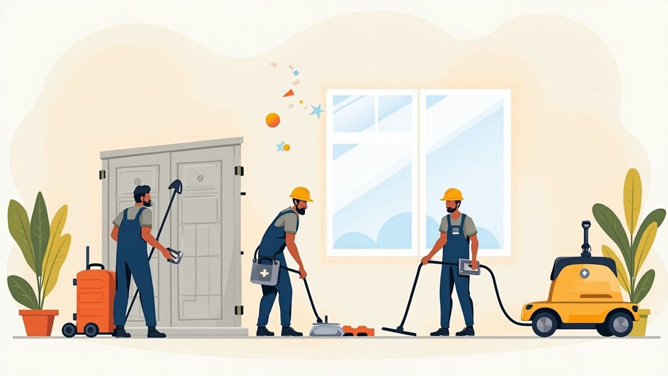 Professional emergency restoration team assisting with property damage.