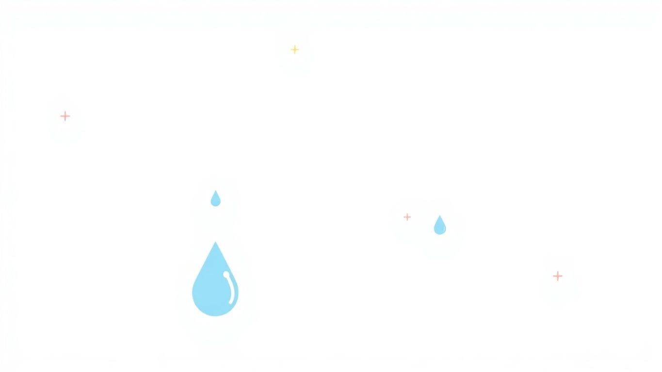Vector illustration of water droplets and drying process.