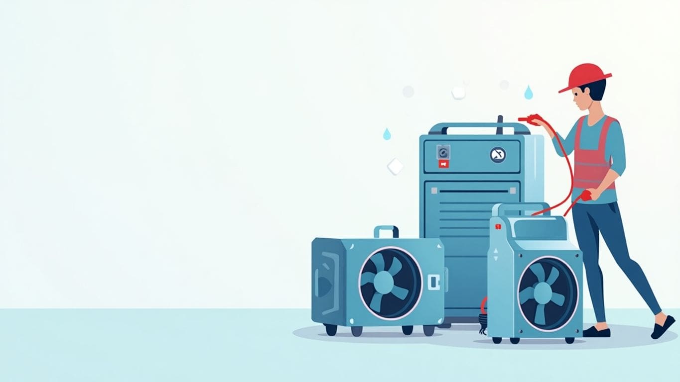 Advanced restoration equipment in a clean, minimalist illustration.