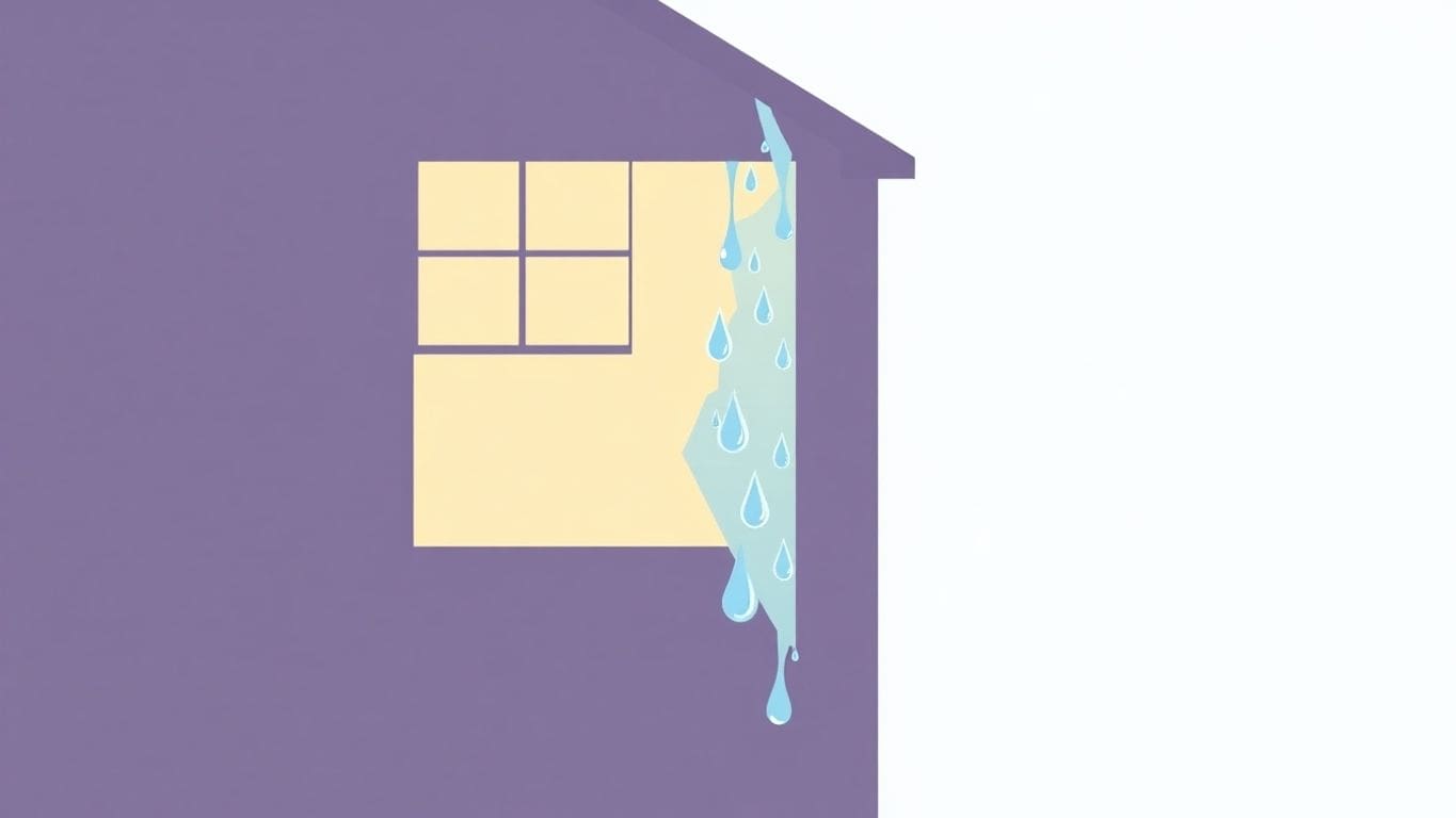 Vector illustration of a home with water damage.