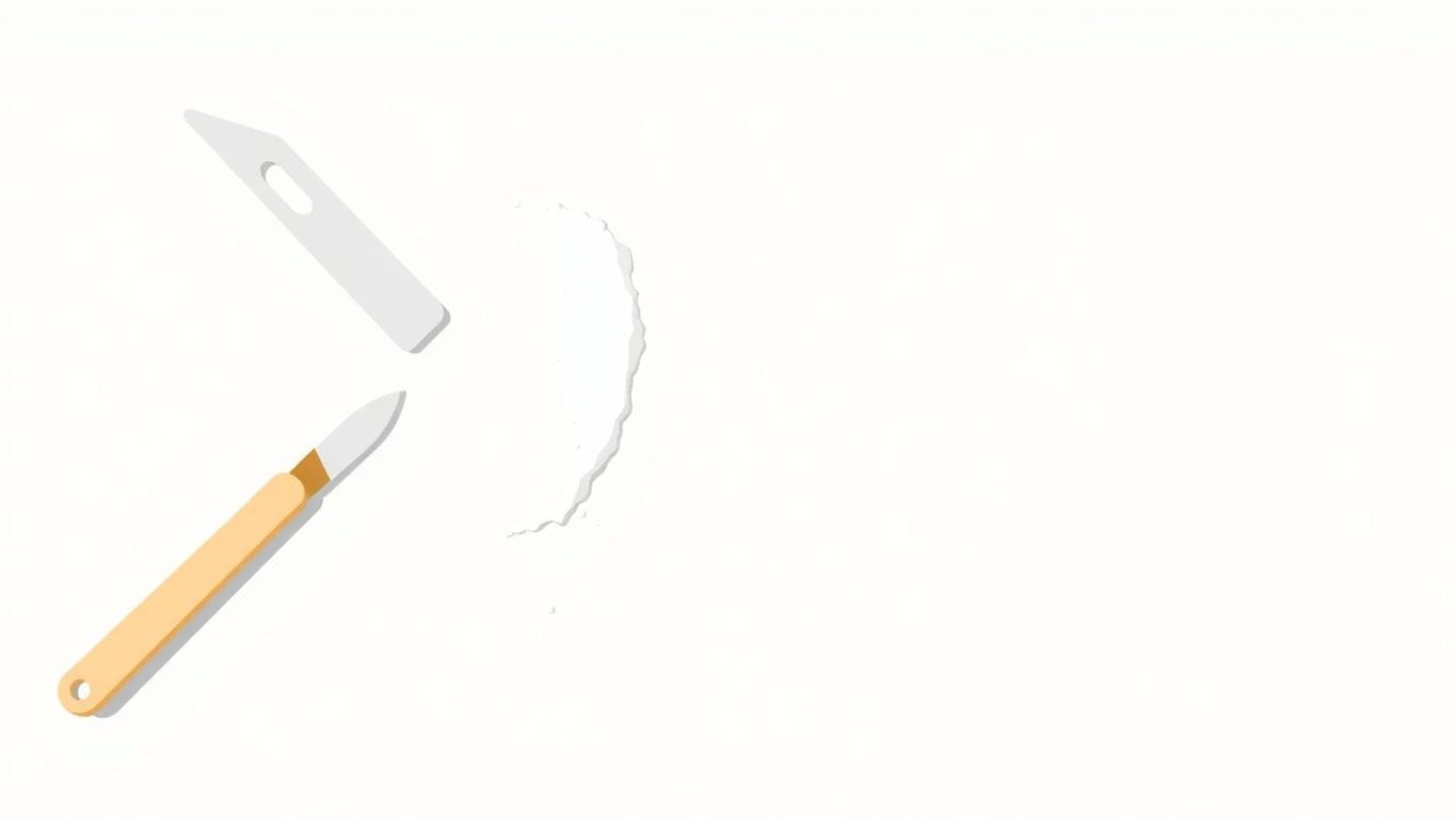 Minimalist vector illustration of drywall repair tools.