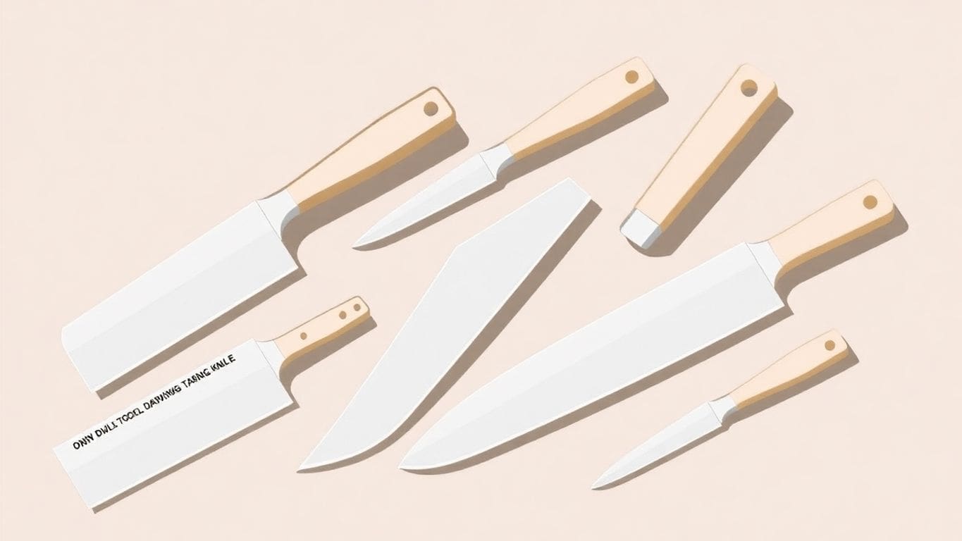Illustration of assorted drywall taping knives in flat design.