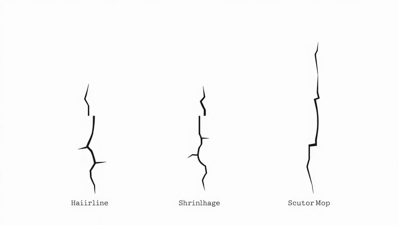 Vector illustration of different types of concrete cracks.