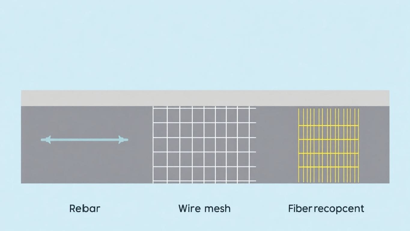 Illustration of concrete reinforcement methods in flat design style.