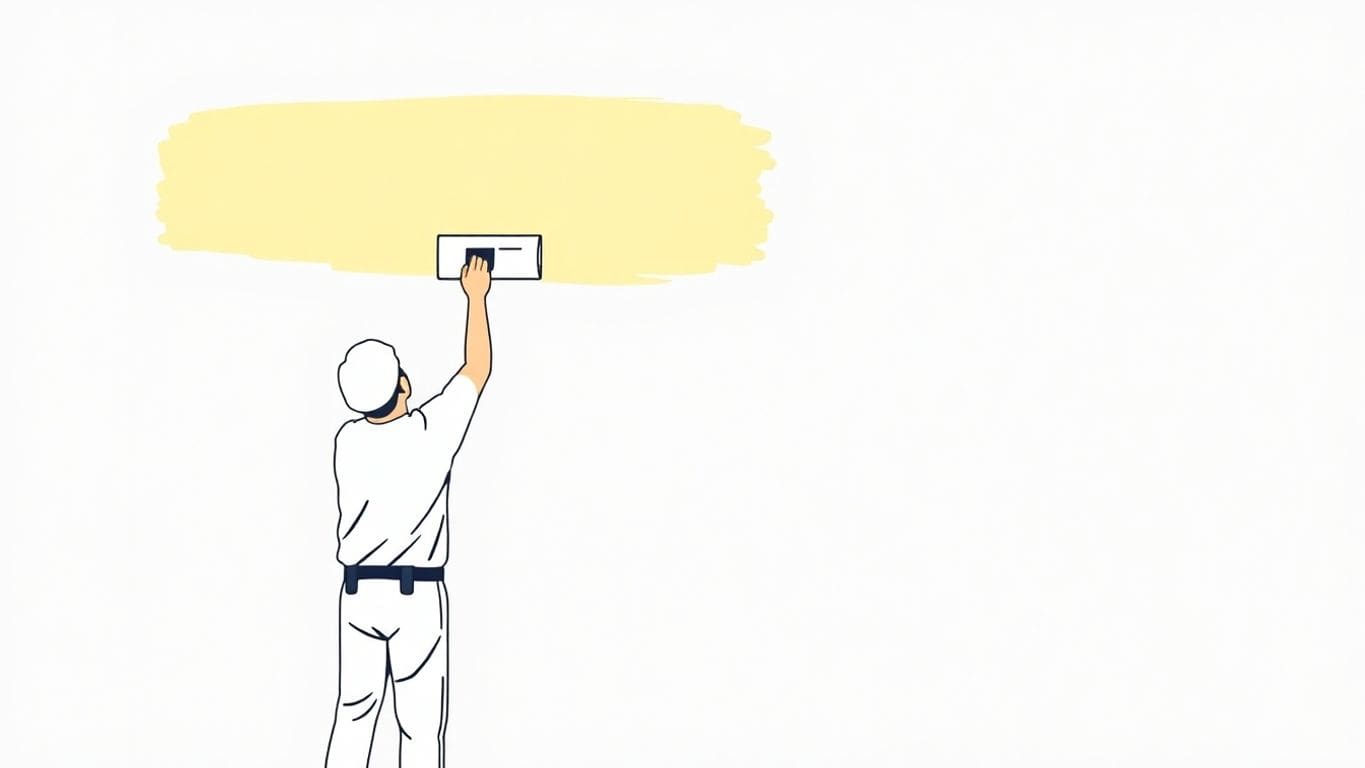 Vector illustration of a painter priming drywall.