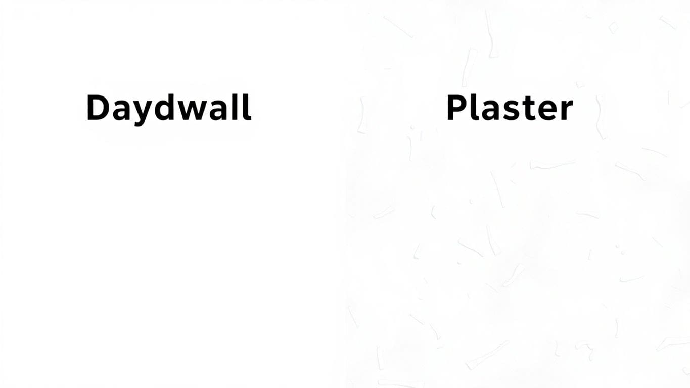 Illustration contrasting drywall and plaster wall finishes.