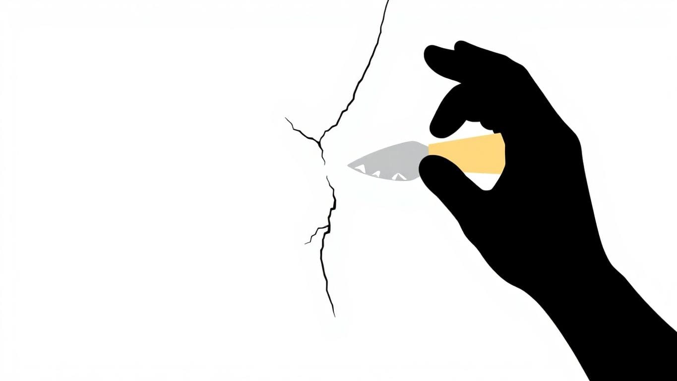 Vector illustration of repairing hairline cracks in plaster.