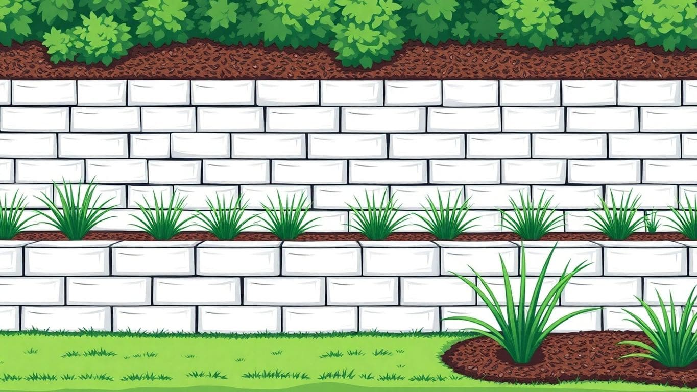 Minimalist illustration of a finished concrete retaining wall.