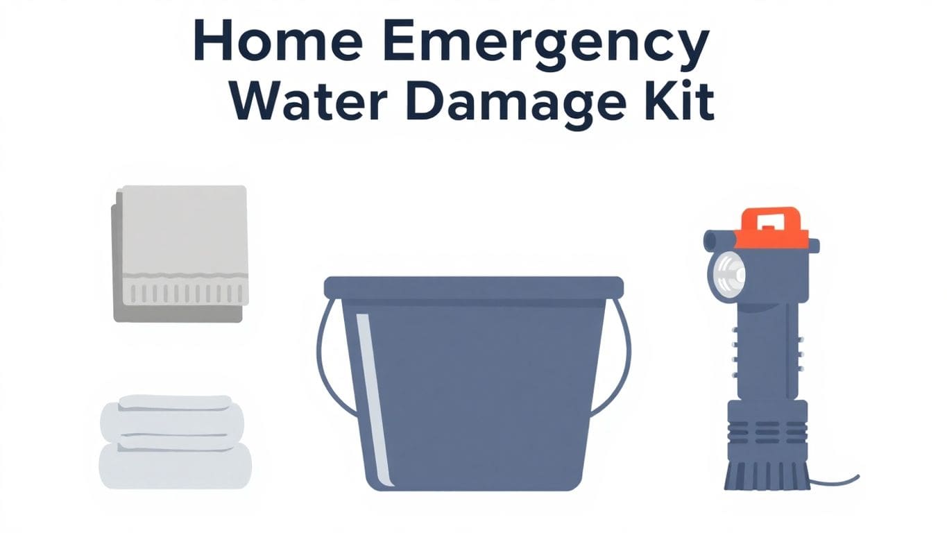 Vector illustration of a water damage emergency kit.