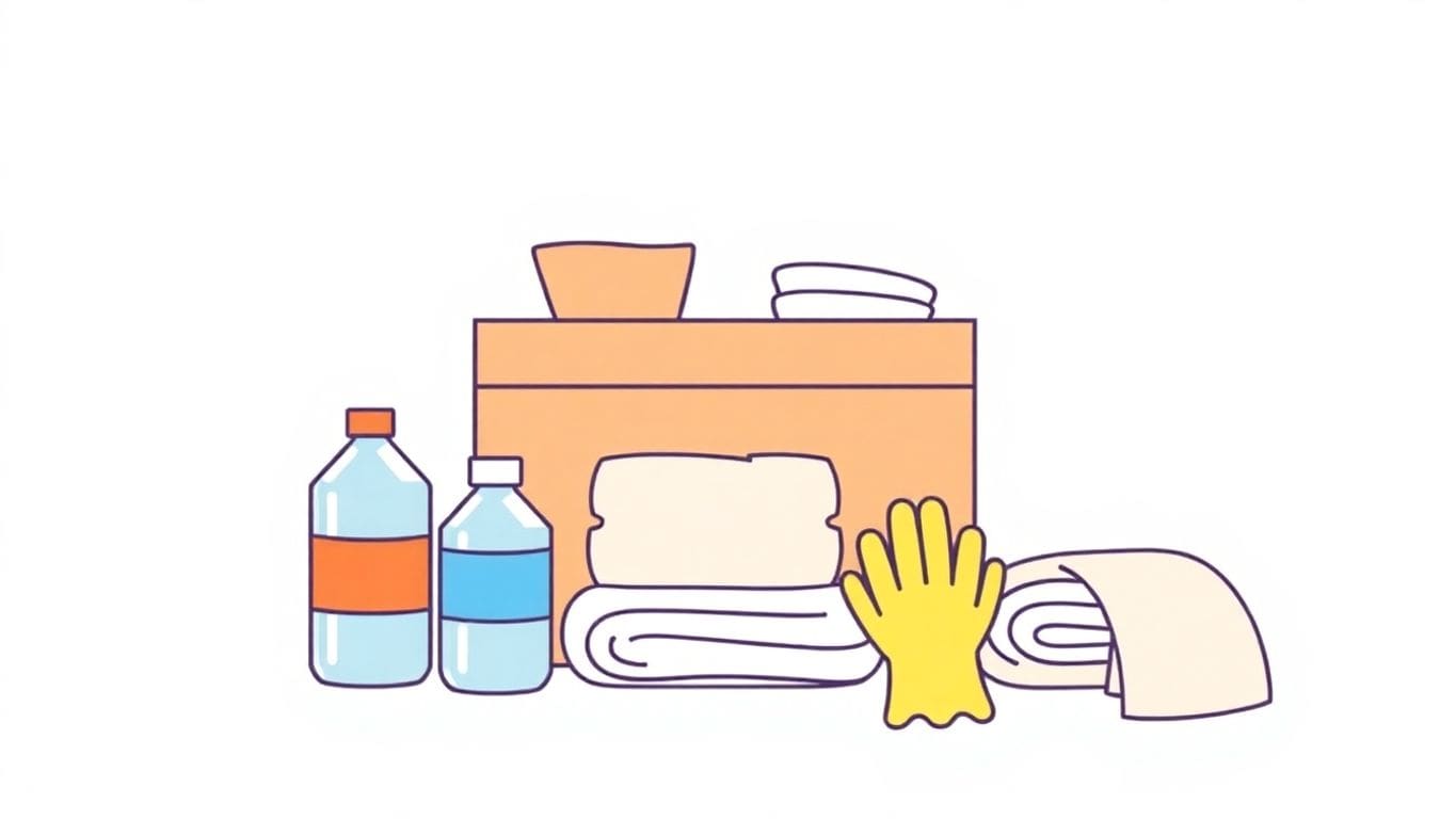 Vector illustration of a home water damage kit items.