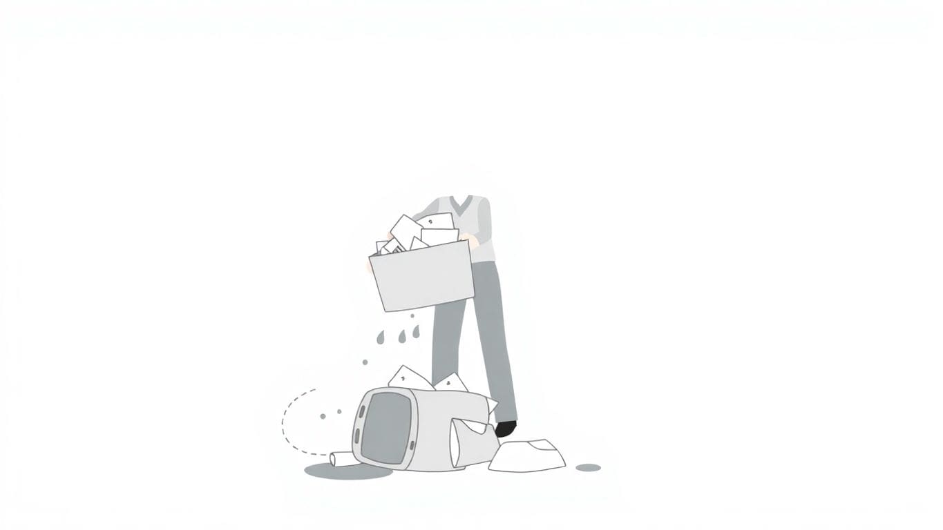 Person tossing out wet drywall and insulation materials.