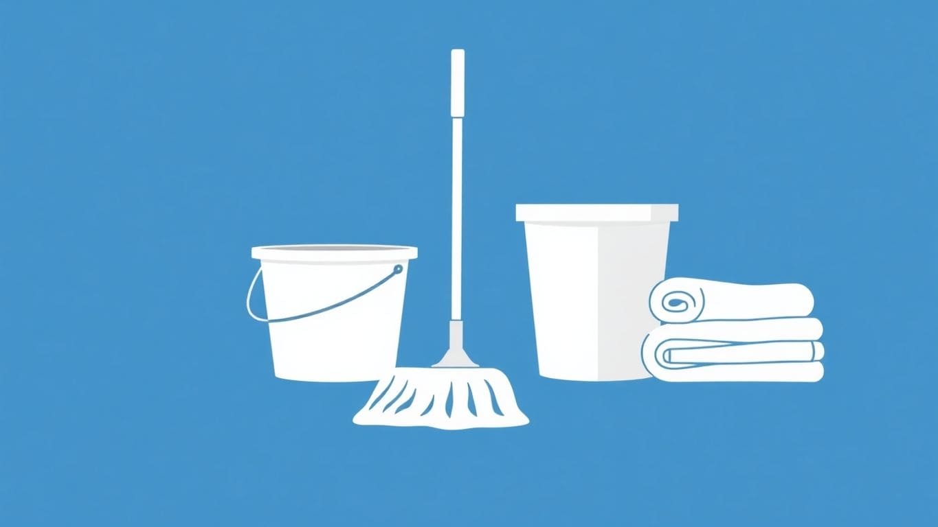 Vector illustration of water damage emergency items.