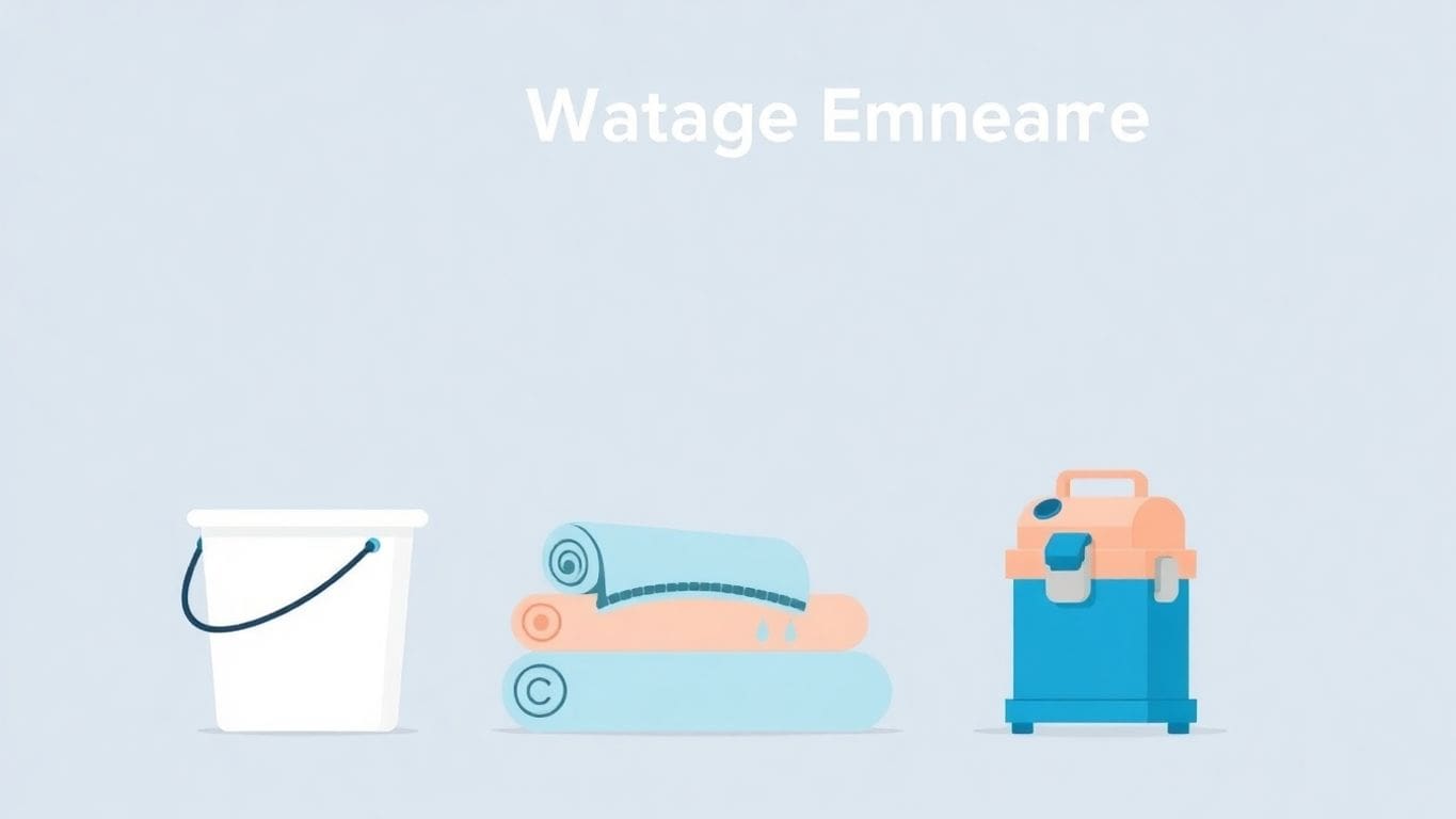 Vector illustration of water damage emergency items.