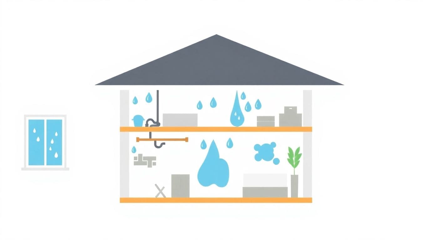 Vector illustration of different types of water damage.