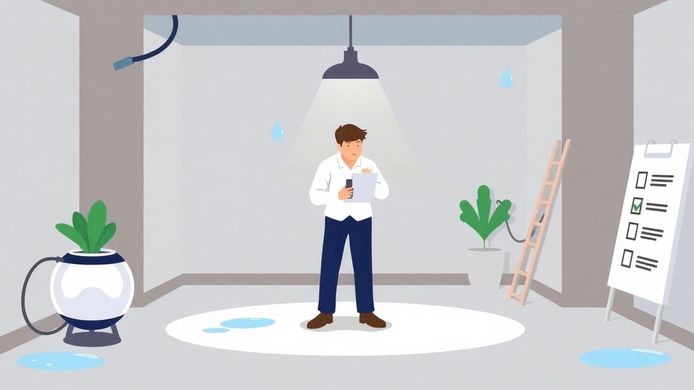 Person inspecting a basement to prevent water damage.