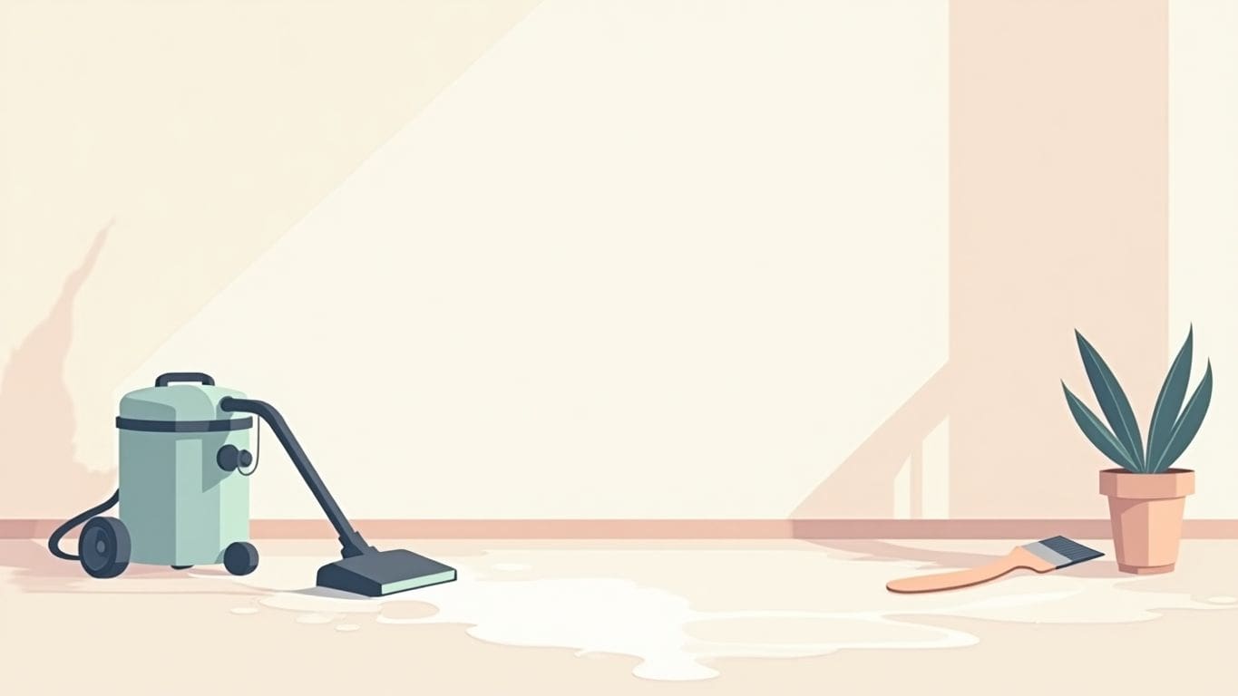 Minimalist illustration of smoke damage restoration tools.