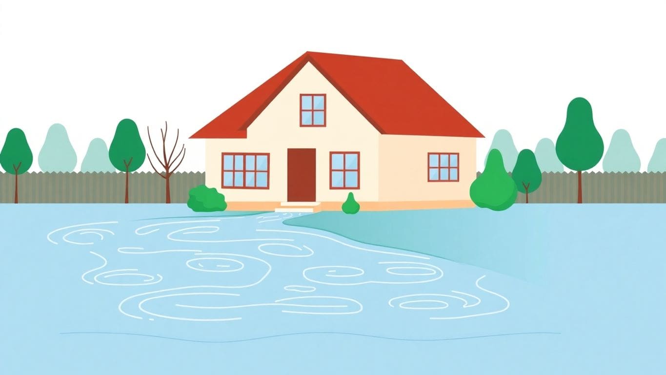 Illustration of storm water around a house.