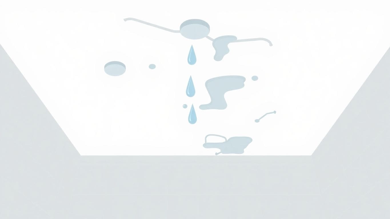 Minimalist vector illustration of ceiling water damage.