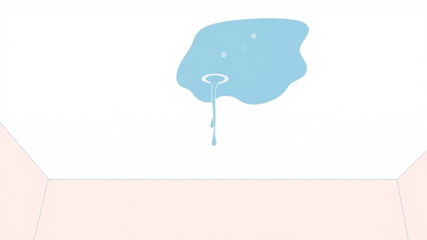 Illustration of a water-damaged ceiling in flat design.