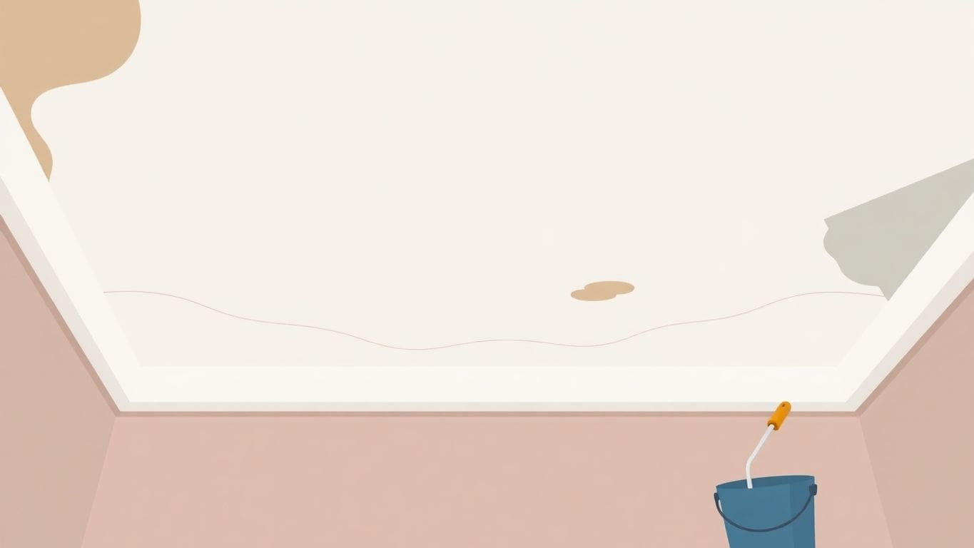 Minimalist vector art of a water-damaged ceiling.