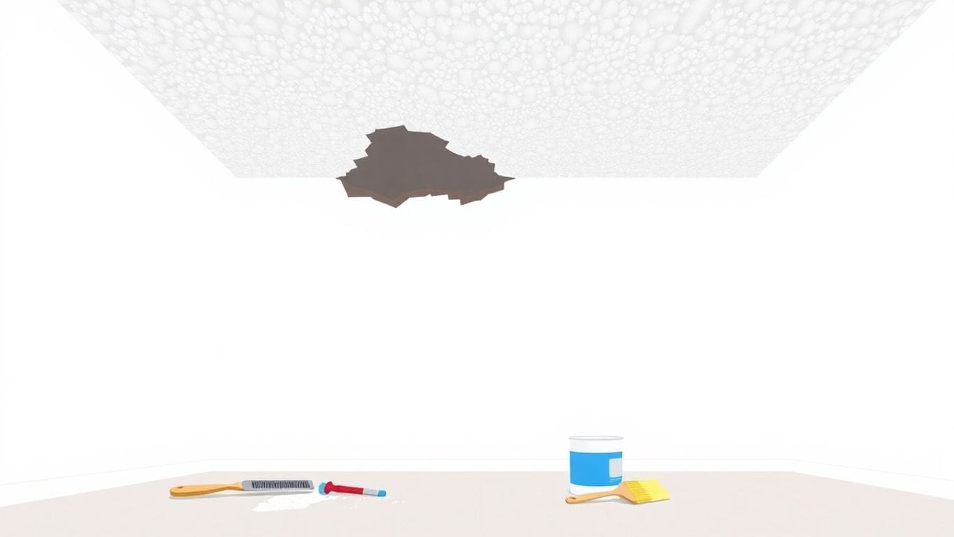 Vector illustration of tools for fixing popcorn ceiling.
