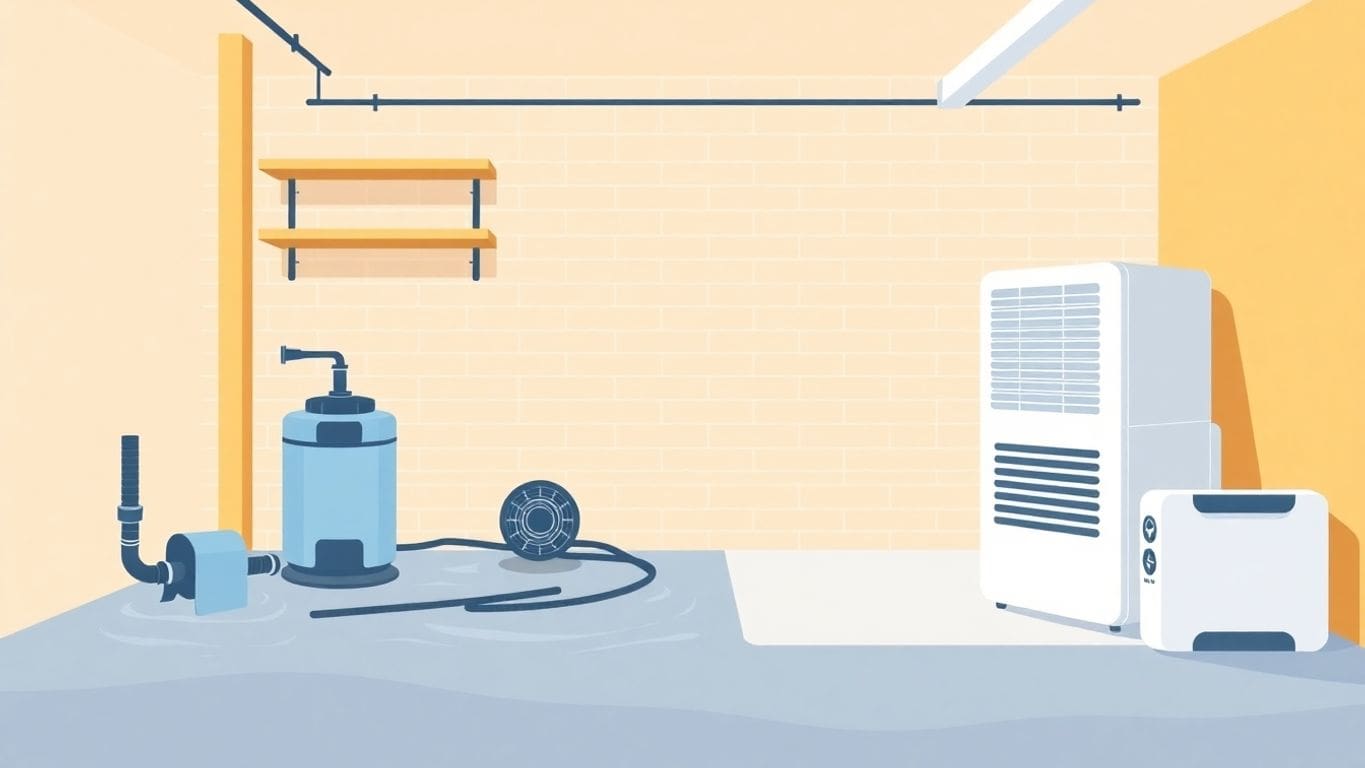 Vector illustration of a dry and clean basement.