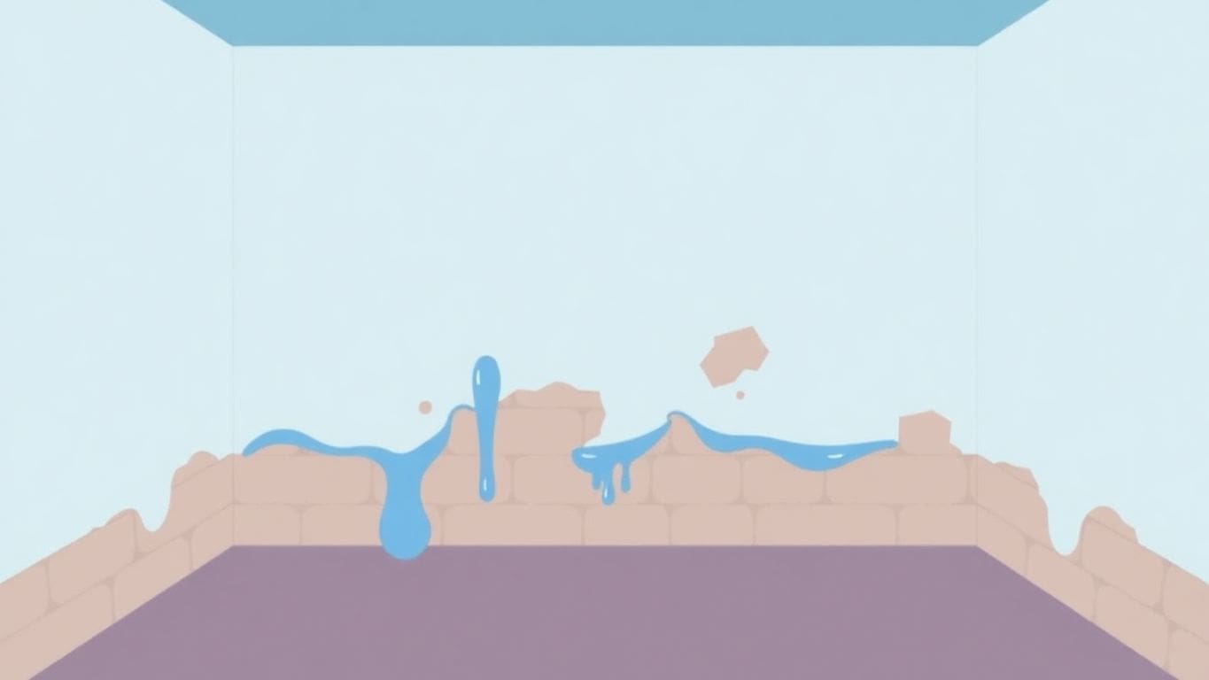 Illustration of water-damaged basement walls in vector art.