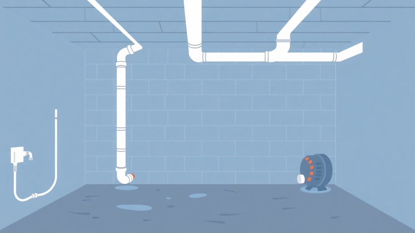 Vector illustration of a dry basement environment.