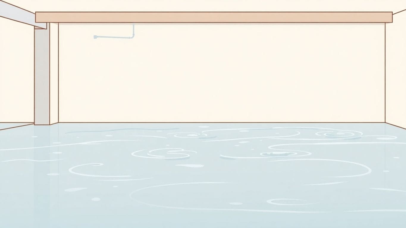 Vector art of a water-filled basement in flat design.