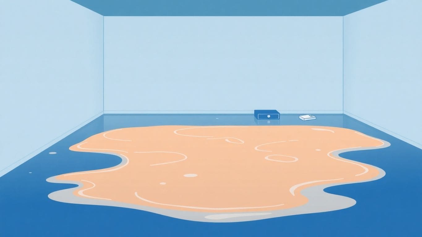Flooded basement illustration in flat design style.