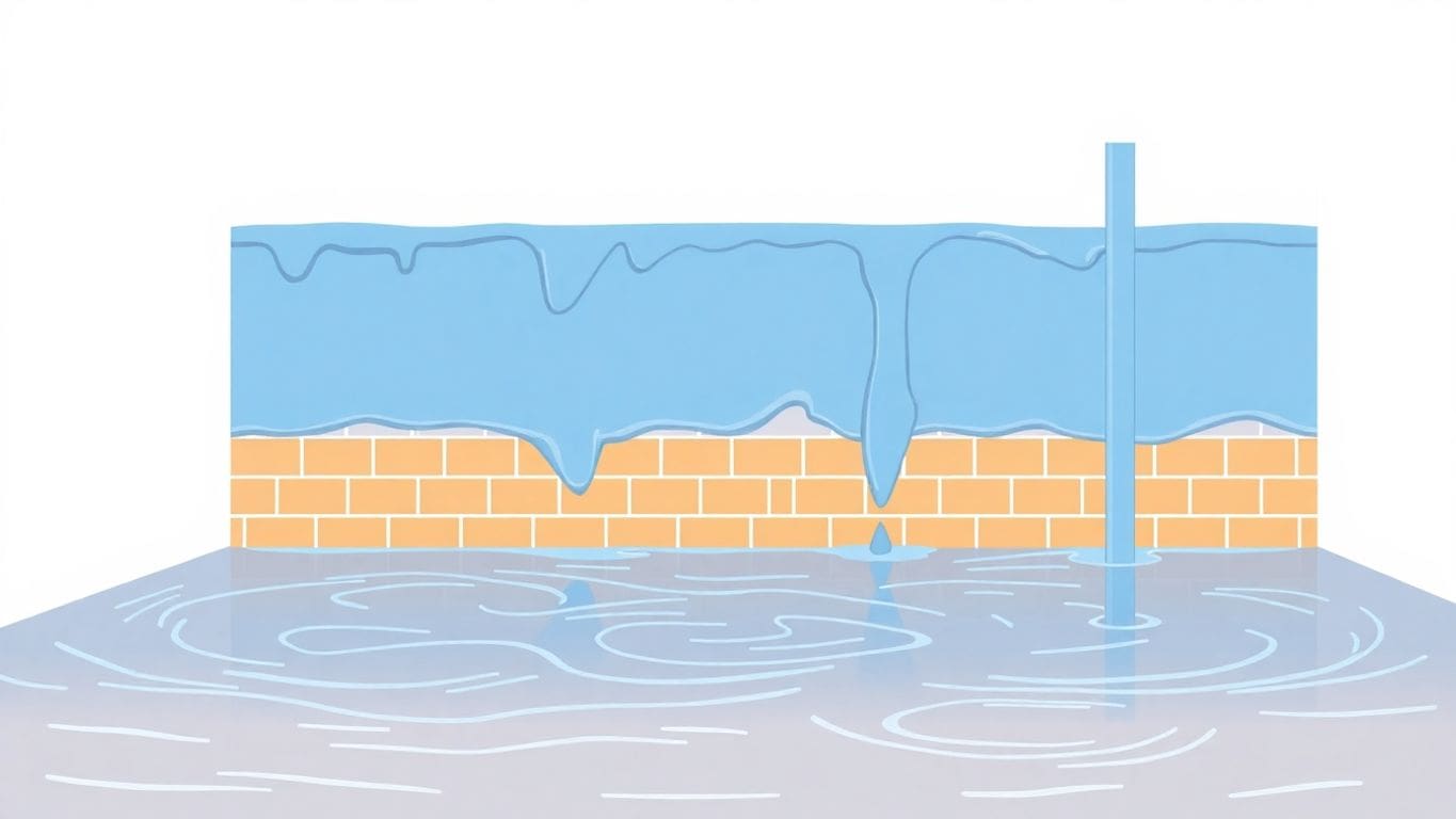 Illustration of a flooded basement with minimalistic design.