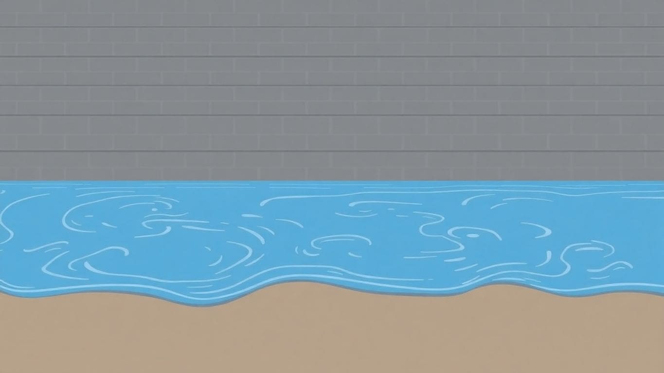 Vector illustration of a flooded basement damaging foundation.