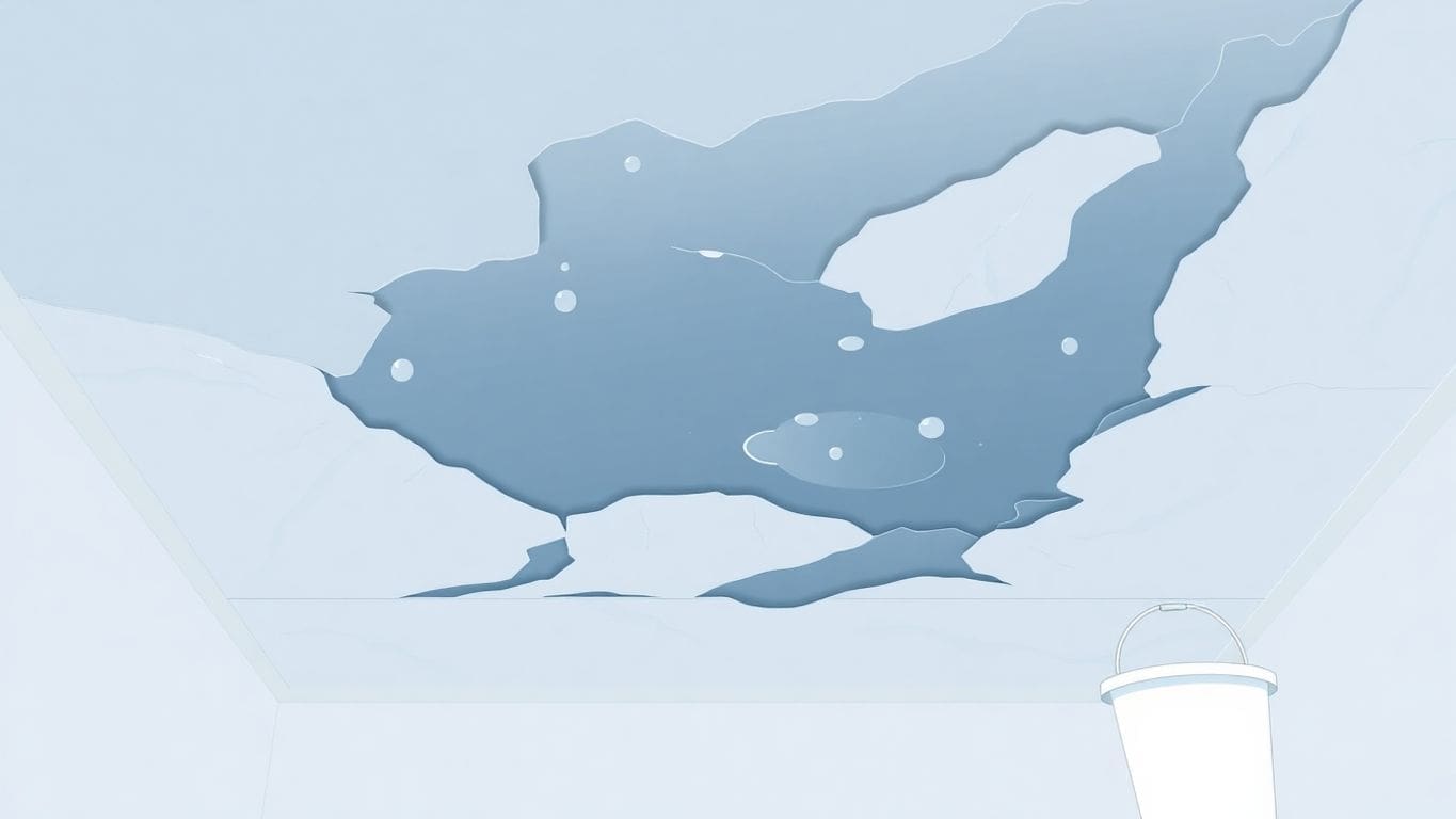 Vector illustration of a water-damaged ceiling.