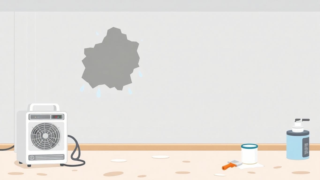Vector illustration of a water-damaged basement wall.